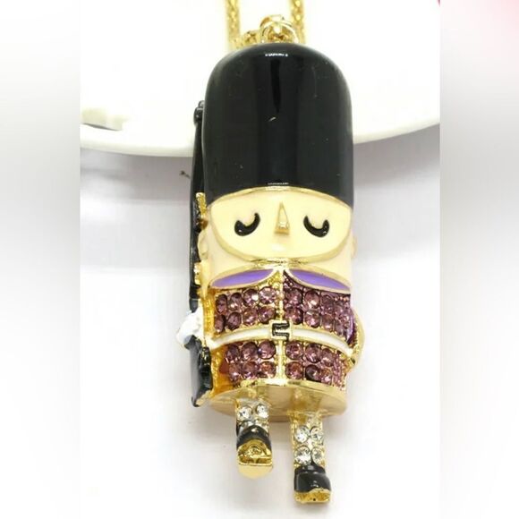 Colorful Crystal Nutcracker Guard Pendant Women Choker Necklace NWOT - Picture 1 of 2